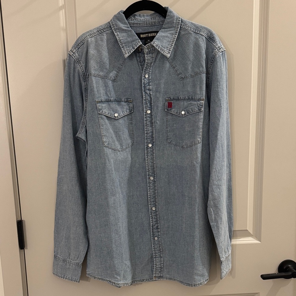 Boot Barn Blue Denim Button Down Shirt